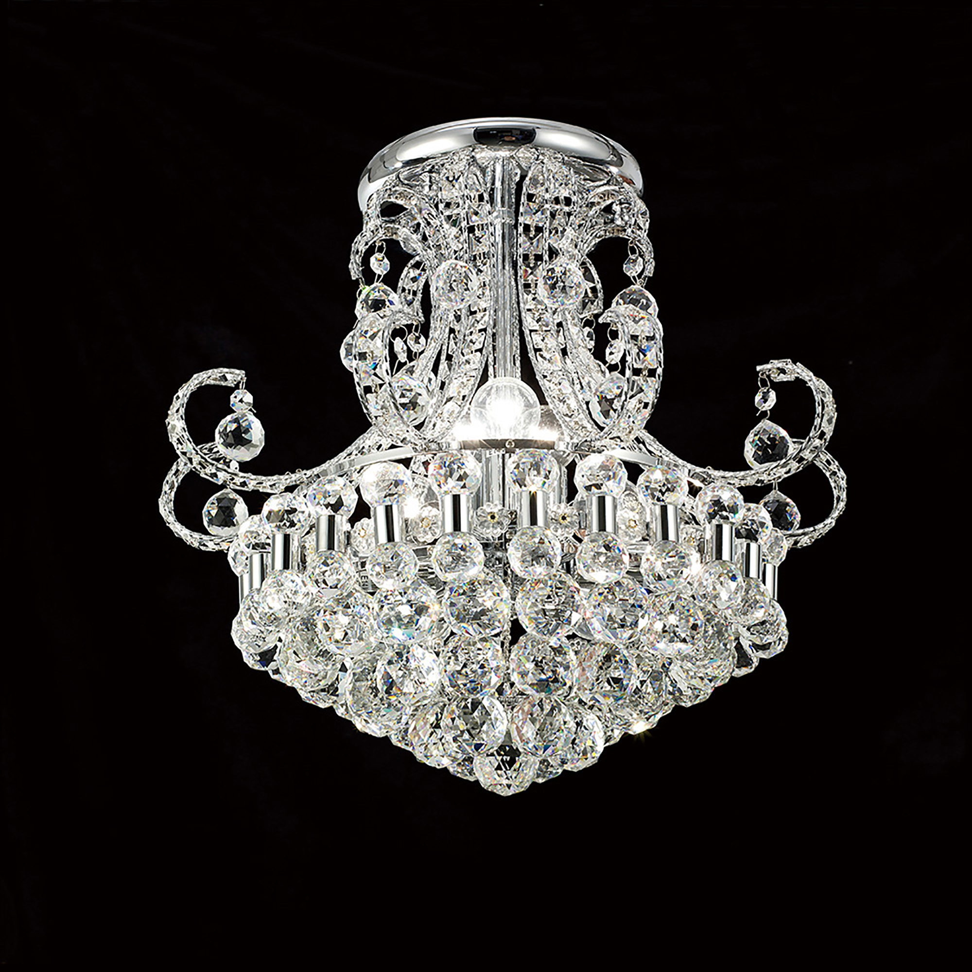 IL30026  Pearl Crystal Chandelier 9 Light Polished Chrome